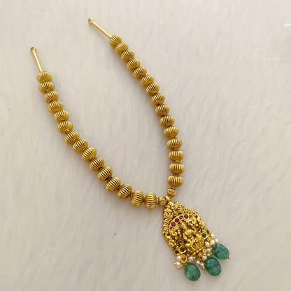 necklace silver gold balls necklace with lakshmi devi locket -rct164 92.5 silver ramala jewelry / ramala collections