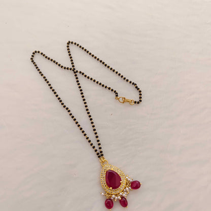 Silver black beads chain -RCH445