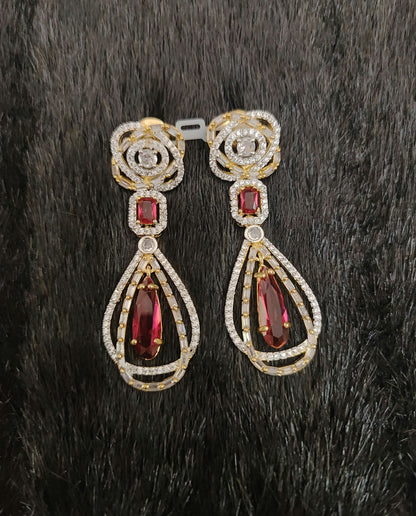 Silver CZ- Stones Earrings-JR203