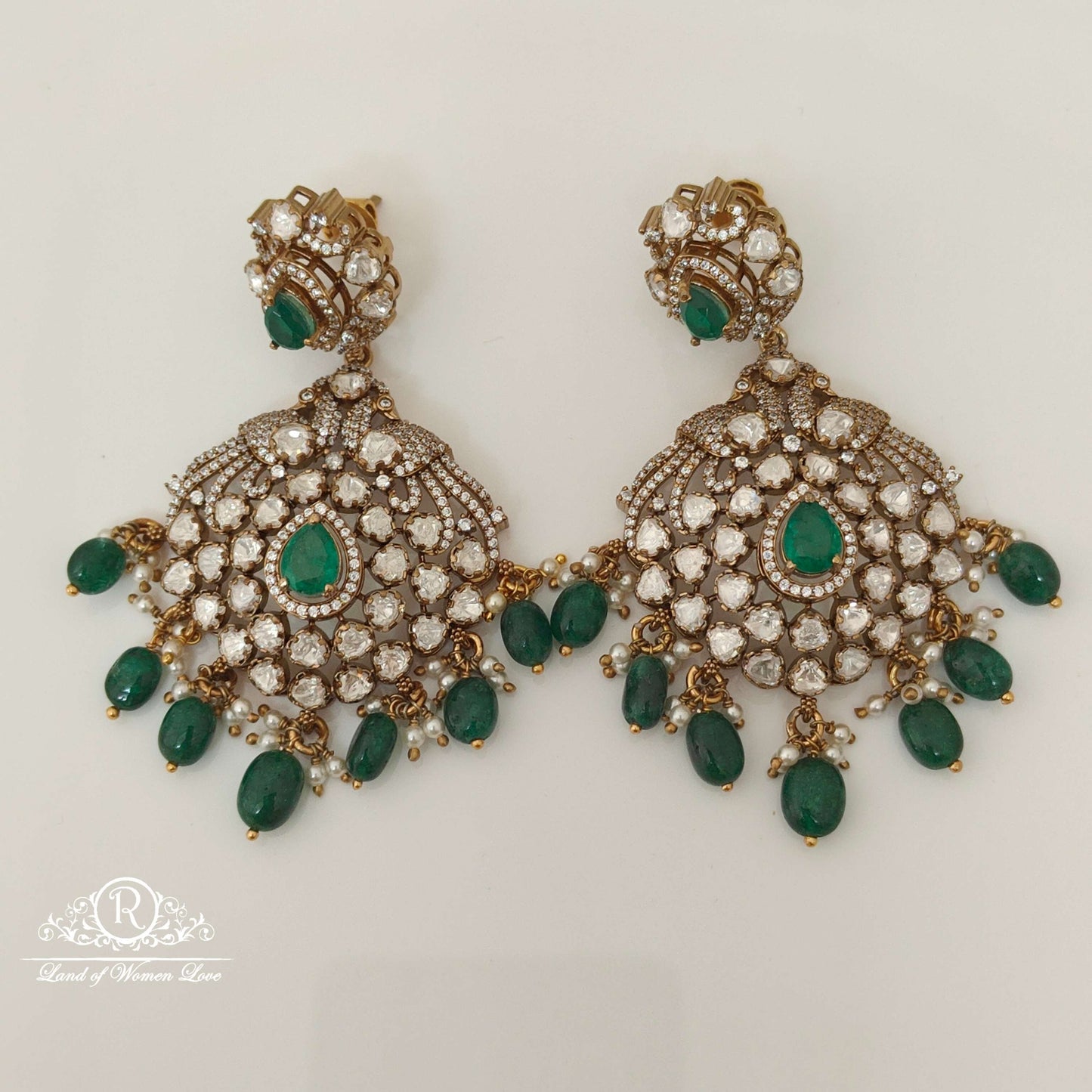 Silver Victorian Moissanite Peacock Design Earring-RCZ33