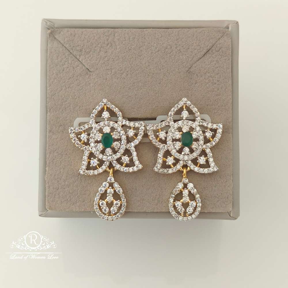 earrings silver diamond replica design cz-stones earrings-rccp114 cz 92.5 silver ramala jewelry / ramala collections