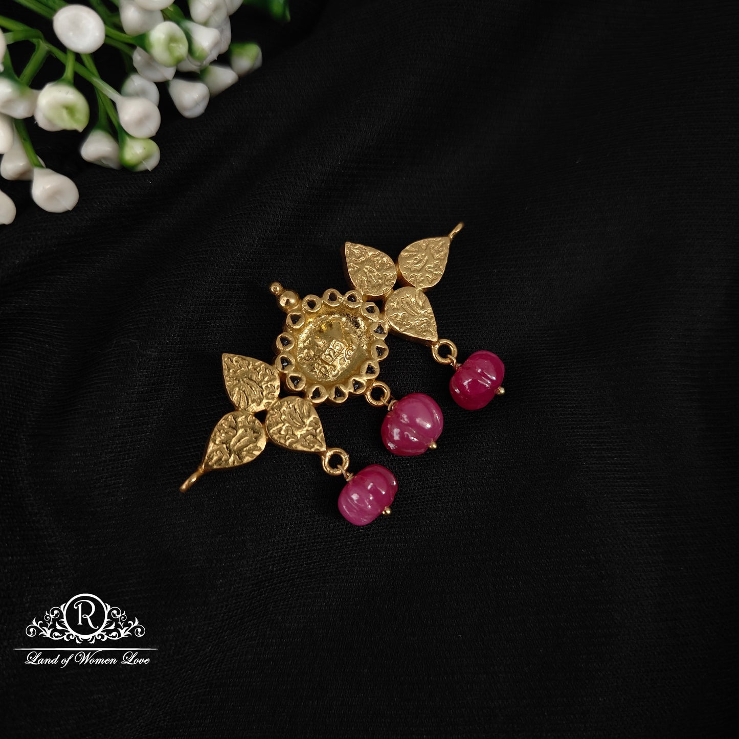 92.5 silver kundhan  mala locket cum chocker pendant with hanging -RCL62-6