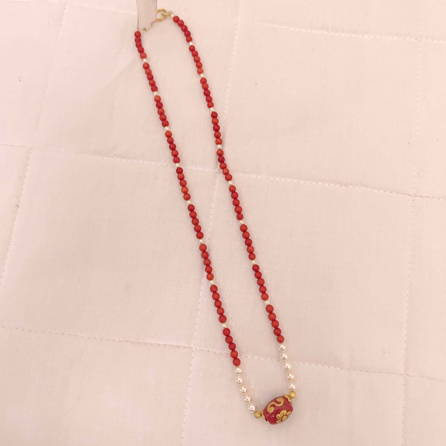 Silver Pearl & Coral Beads Chain-RCH191