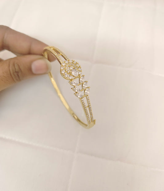 Silver CZ-White Stones Kada Bracelet-RCES03