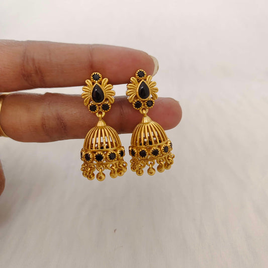 jhumka silver black stone jhumka-rca132 92.5 silver ramala jewelry / ramala collections