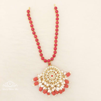 Silver With Coral Necklace-M198