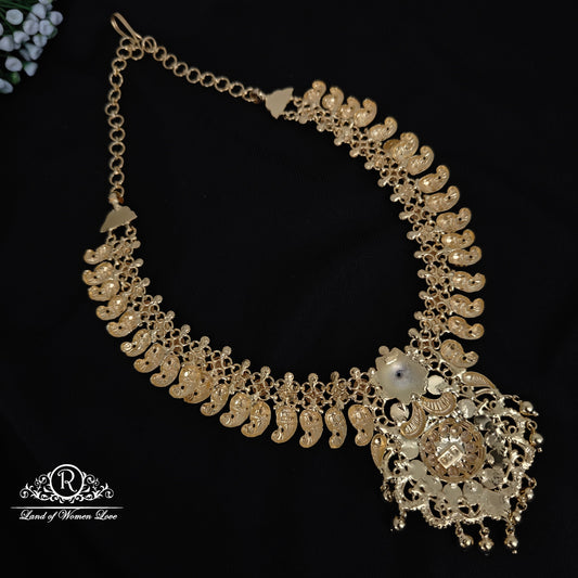 92.5 silver simple and Cute necklace with ruby stones and hangings -RCHK0162