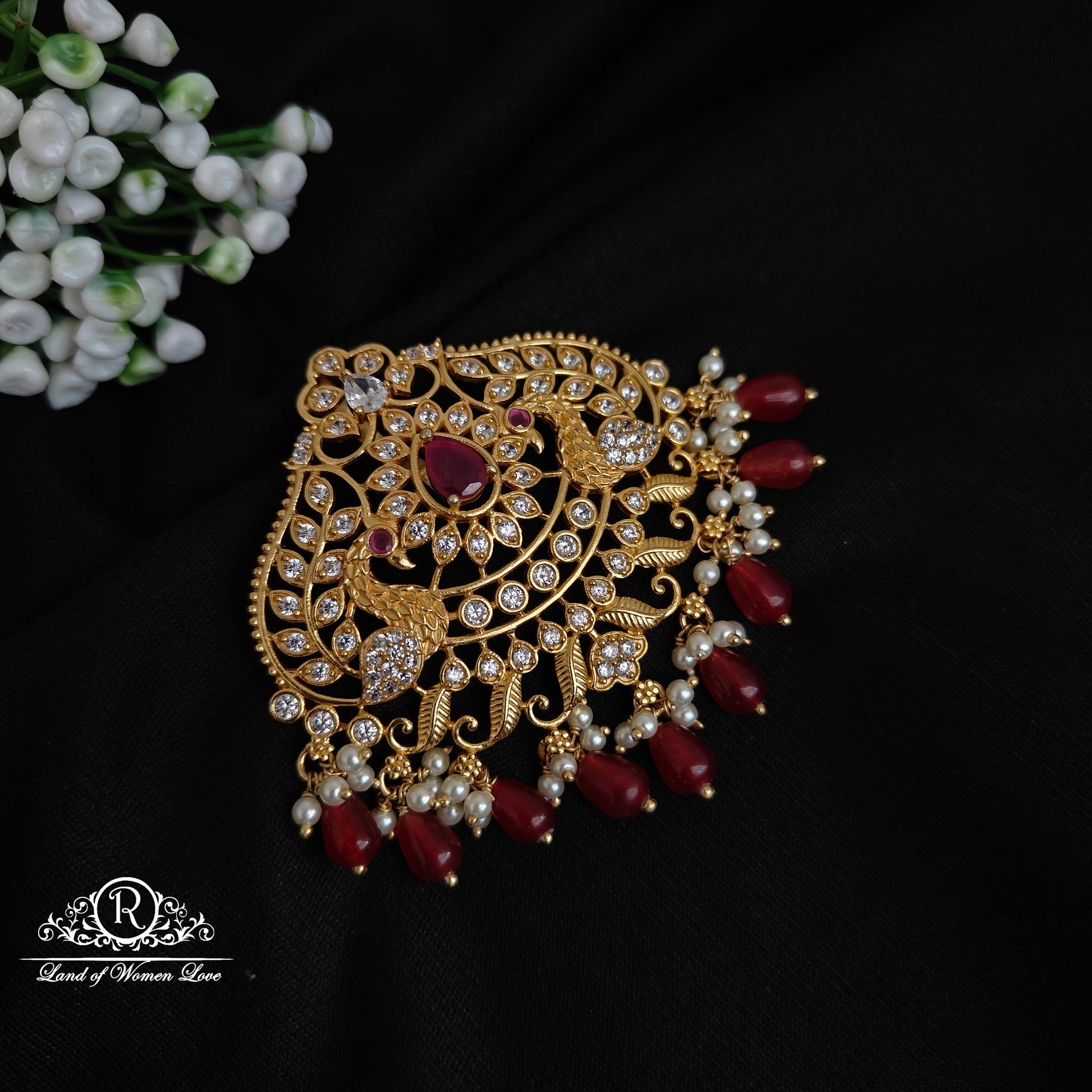 pendant silver peacock design pendant -rc06m335 ruby 92.5 silver ramala jewelry / ramala collections