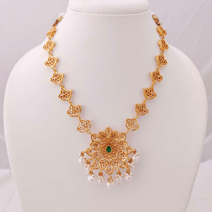 Silver  CZ-gold polish necklace designs -RCP055