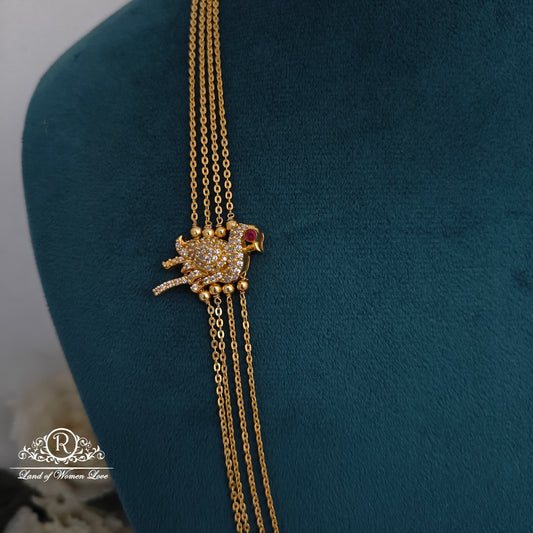 92.5 silver chandraharam with bird  side locket -RCH884