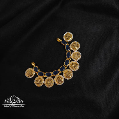 silver blue stone 9 kasu locket 92.5 silver ramala jewelry / ramala collections