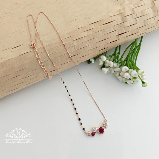 chain silver rose gold polish black beads chain -rcrc15-6 92.5 silver ramala jewelry / ramala collections