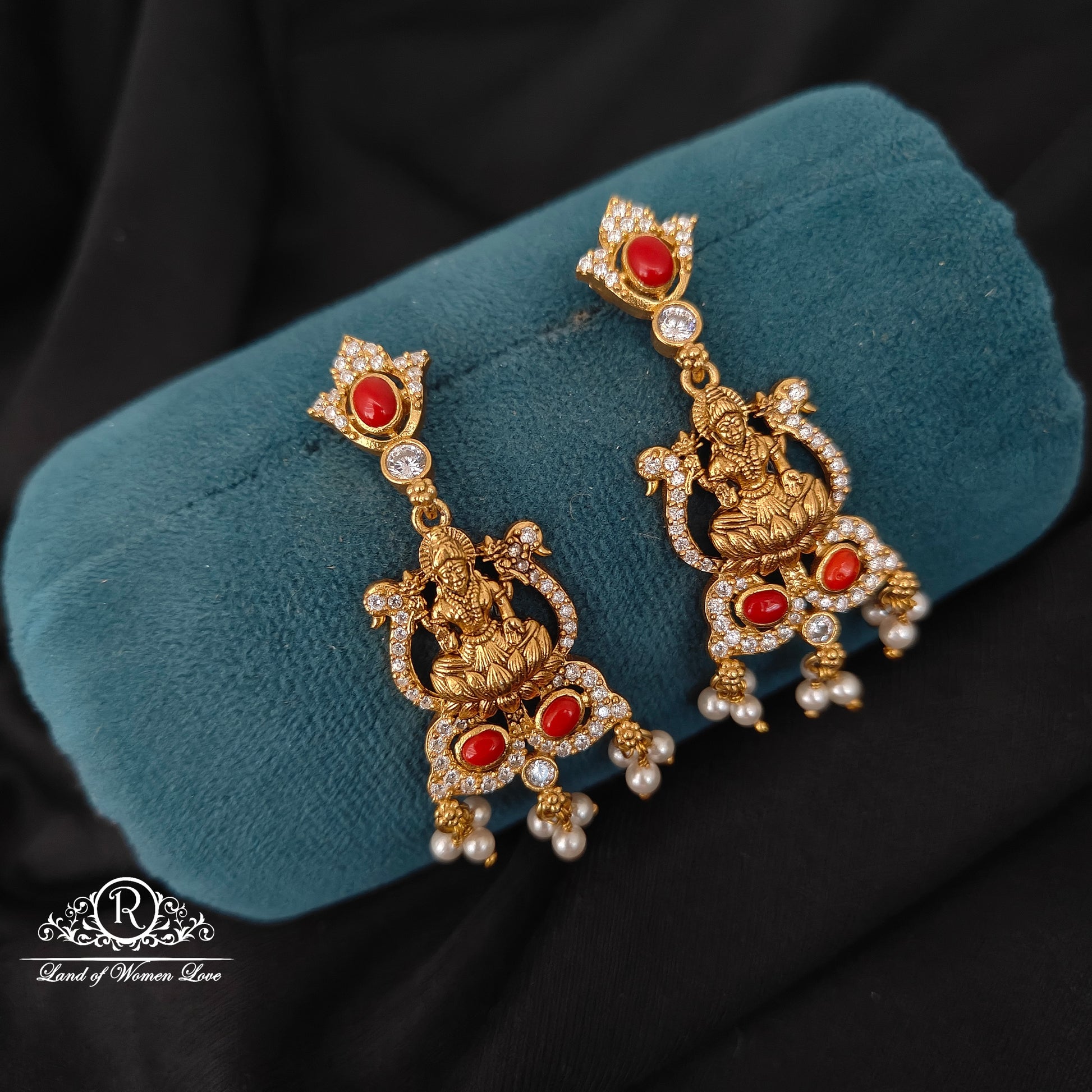 earrings 92.5 silver lakshmi devi earrings-rcm286 92.5 silver ramala jewelry / ramala collections