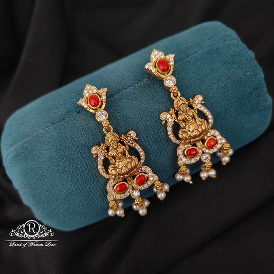 earrings 92.5 silver lakshmi devi earrings-rcm286 92.5 silver ramala jewelry / ramala collections