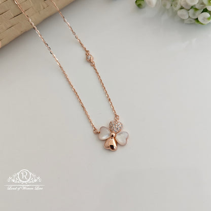 Silver rose gold chain with 4 heart locket -RCRC14