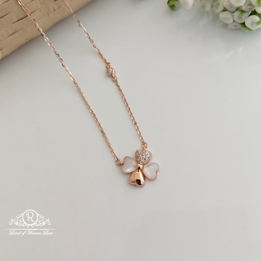 Silver rose gold chain with 4 heart locket -RCRC14