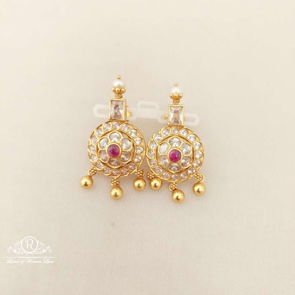 Silver White Stones Earrings-M227