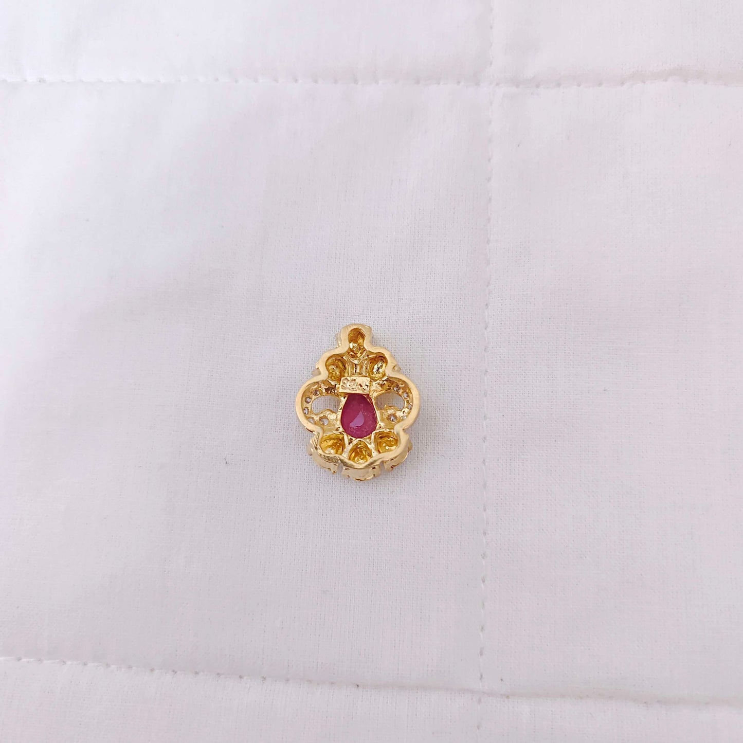 Silver CZ-gold polish side locket design -RCD234