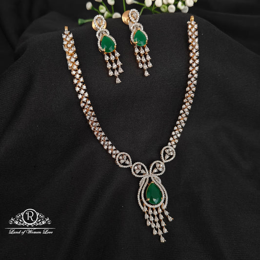 earrings 92.5 silver simple and cute necklace with earrings -rcm091245 92.5 silver ramala jewelry / ramala collections