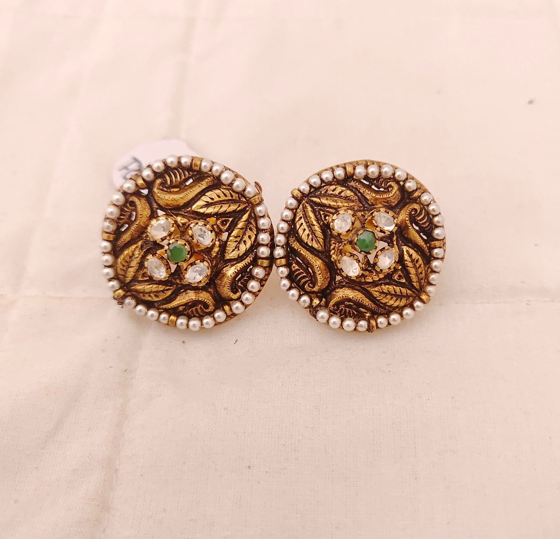 earrings silver base gold polish cz-stone earrings -rcm574 cz 92.5 silver ramala jewelry / ramala collections