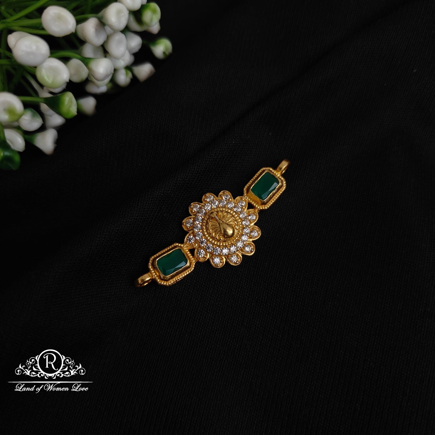 silver peacock mala locket -rc06m345 emerald 92.5 silver ramala jewelry / ramala collections