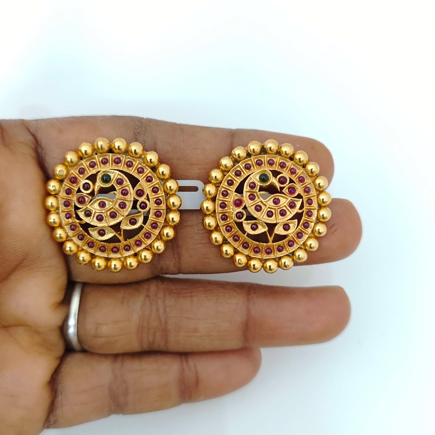 Silver Peacock Model Stud Earrings-RCT222