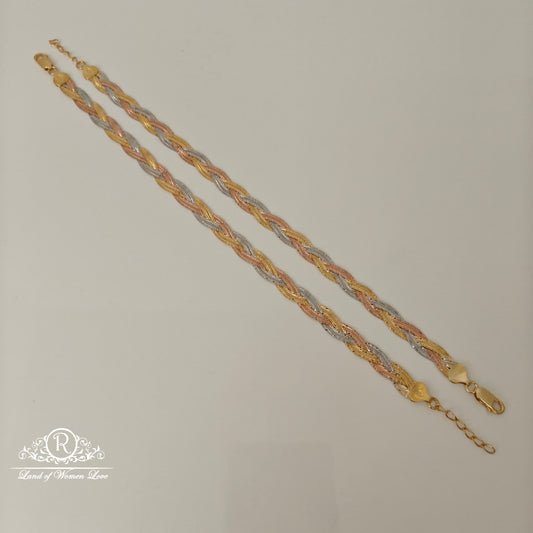 92.5 silver simple and cute 3 tone anklets -rcvh02 92.5 silver ramala jewelry / ramala collections