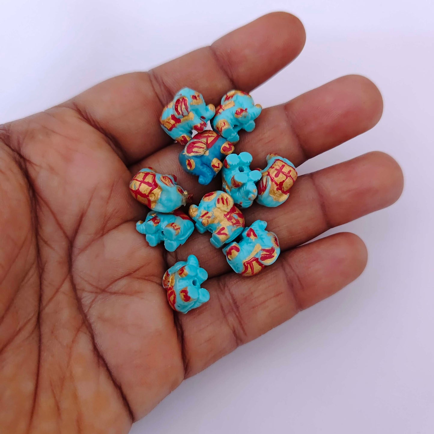 Coral elephant beads -RCMJ88-8