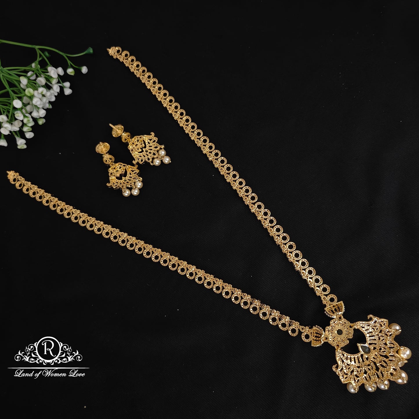 Silver simple and Cute haram with earrings -RCDS0055