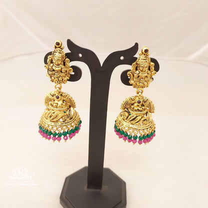 jhumka silver lakshmi devi jhumka earrings-v024 92.5 silver ramala jewelry / ramala collections