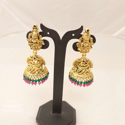 jhumka silver lakshmi devi jhumka earrings-v024 92.5 silver ramala jewelry / ramala collections