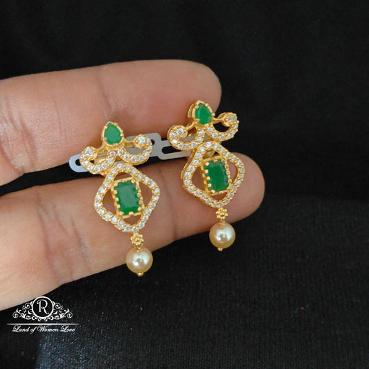 earrings silver emerald earrings -rcm392 emerald 92.5 silver ramala jewelry / ramala collections