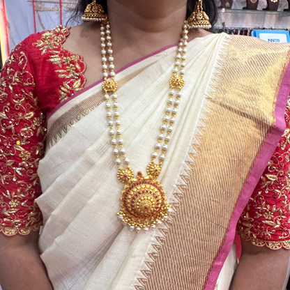 92.5 Silver Two lines pearl  haram with Locket-RCM1159