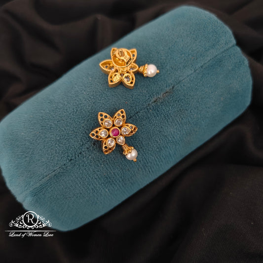 92.5 silver simple and Cute earrings with pearl drop - RCCP454