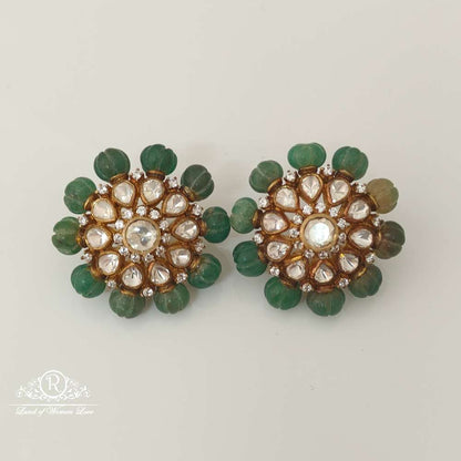 stud silver moissanite pumpkin design stud earrings-rch575 moissanite 92.5 silver ramala jewelry / ramala collections