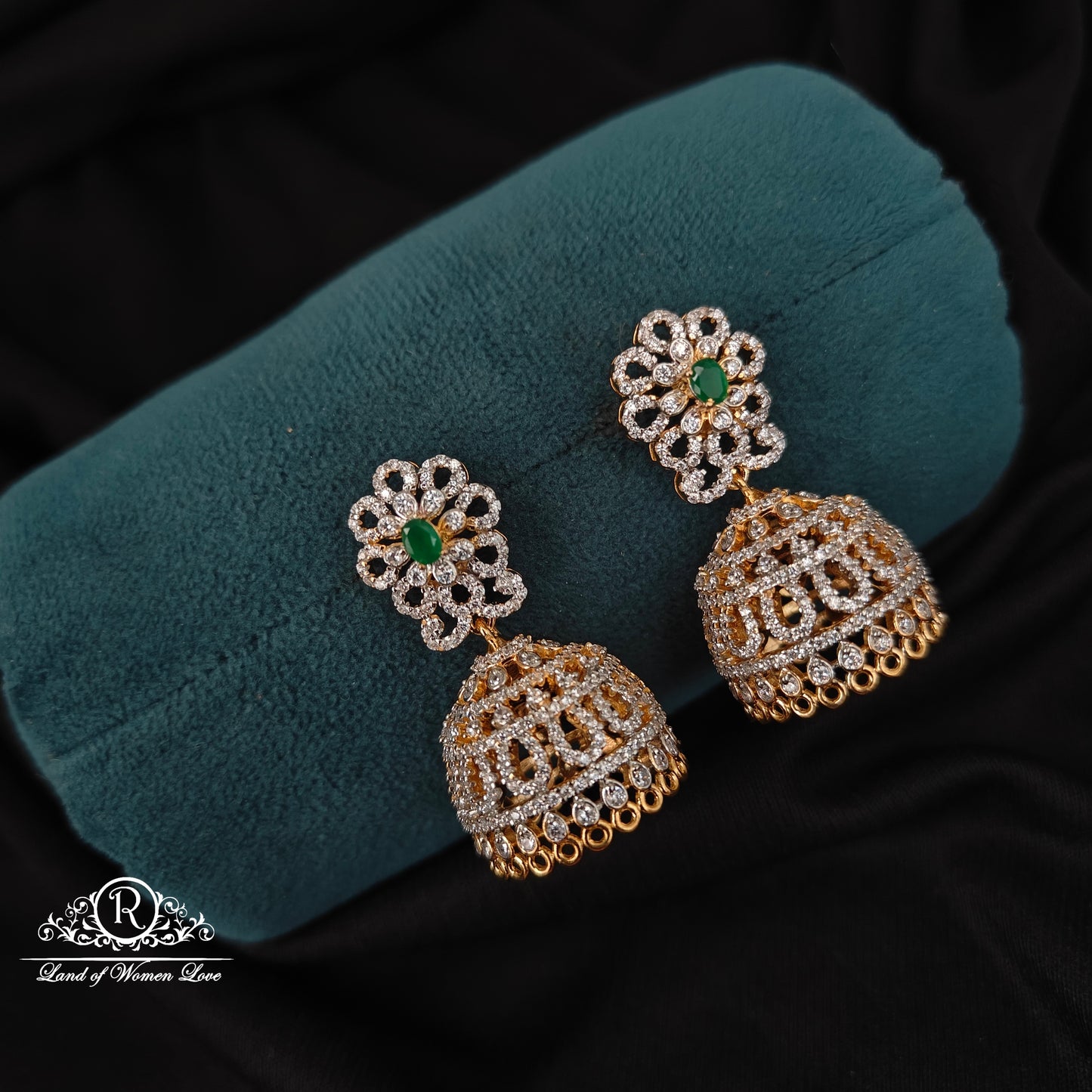 earrings 92.5 silver simple and cute diamond replica jhumkas with hanging options -rcm276 92.5 silver ramala jewelry / ramala collections