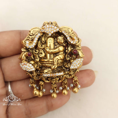 Silver Nakshi God Shiva With Peacock Design Locket-C180