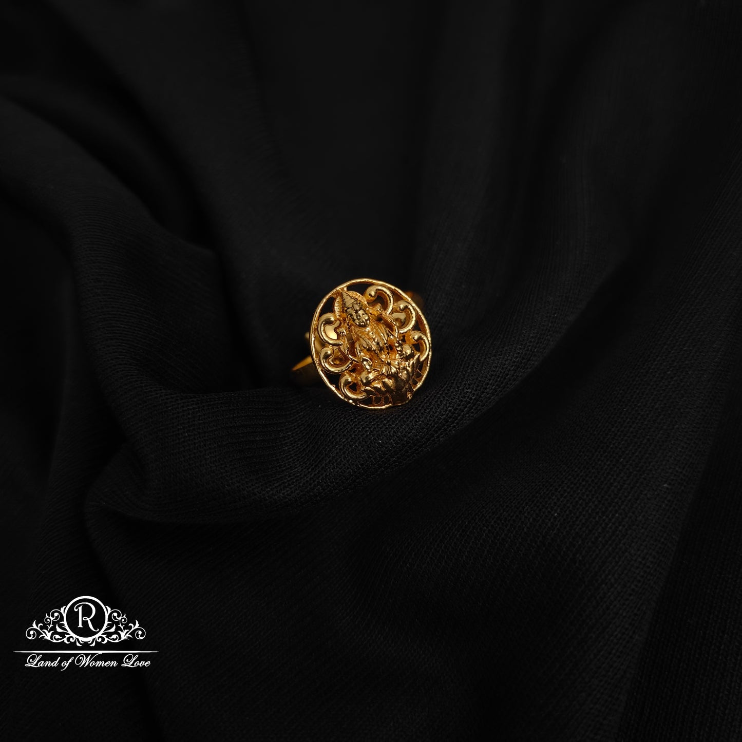 ring 92.5 silver simple and cute lakshmi devi design finger ring -rchk0174 92.5 silver ramala jewelry / ramala collections