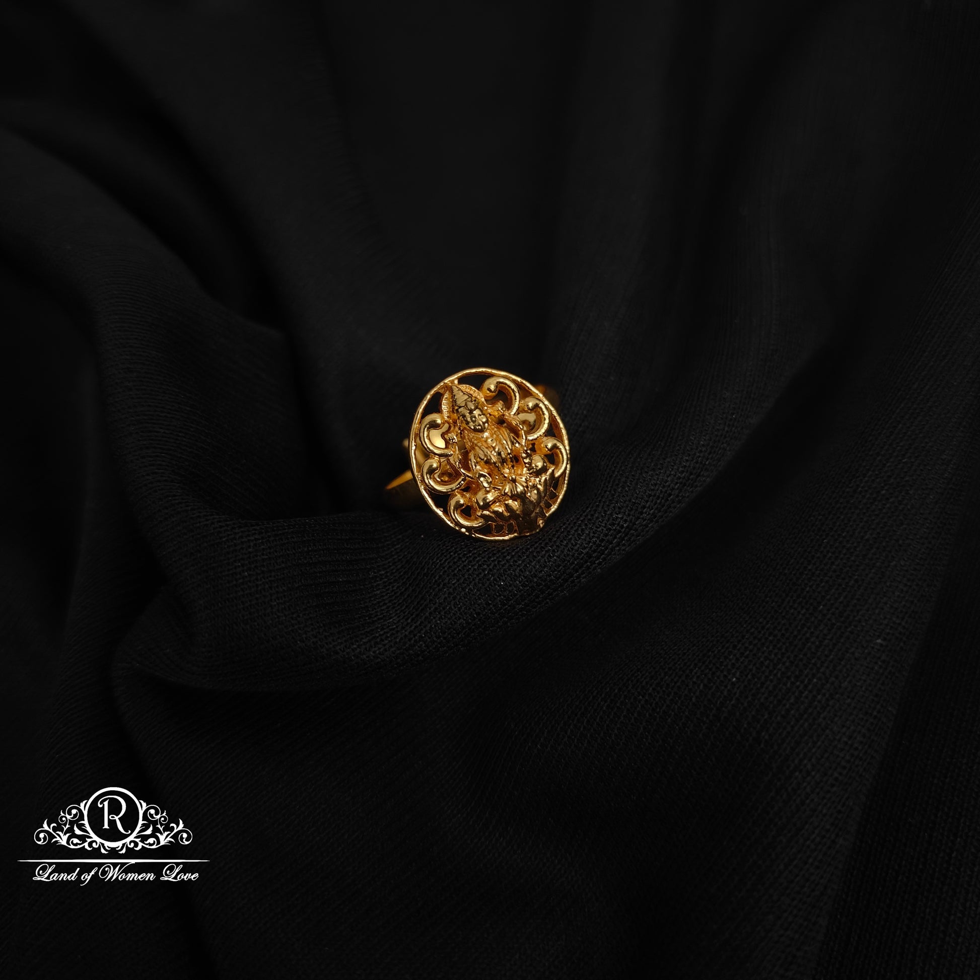 ring 92.5 silver simple and cute lakshmi devi design finger ring -rchk0174 92.5 silver ramala jewelry / ramala collections