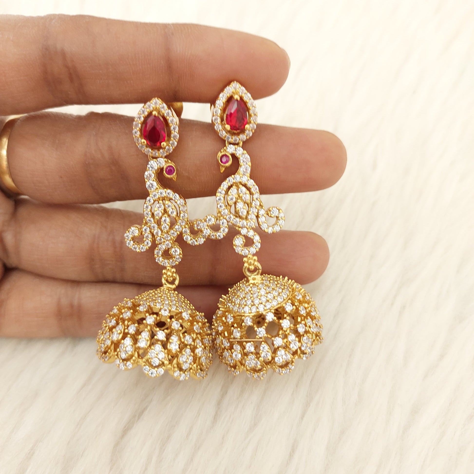 jhumka silver cz-stone long jhumka-c010 cz 92.5 silver ramala jewelry / ramala collections