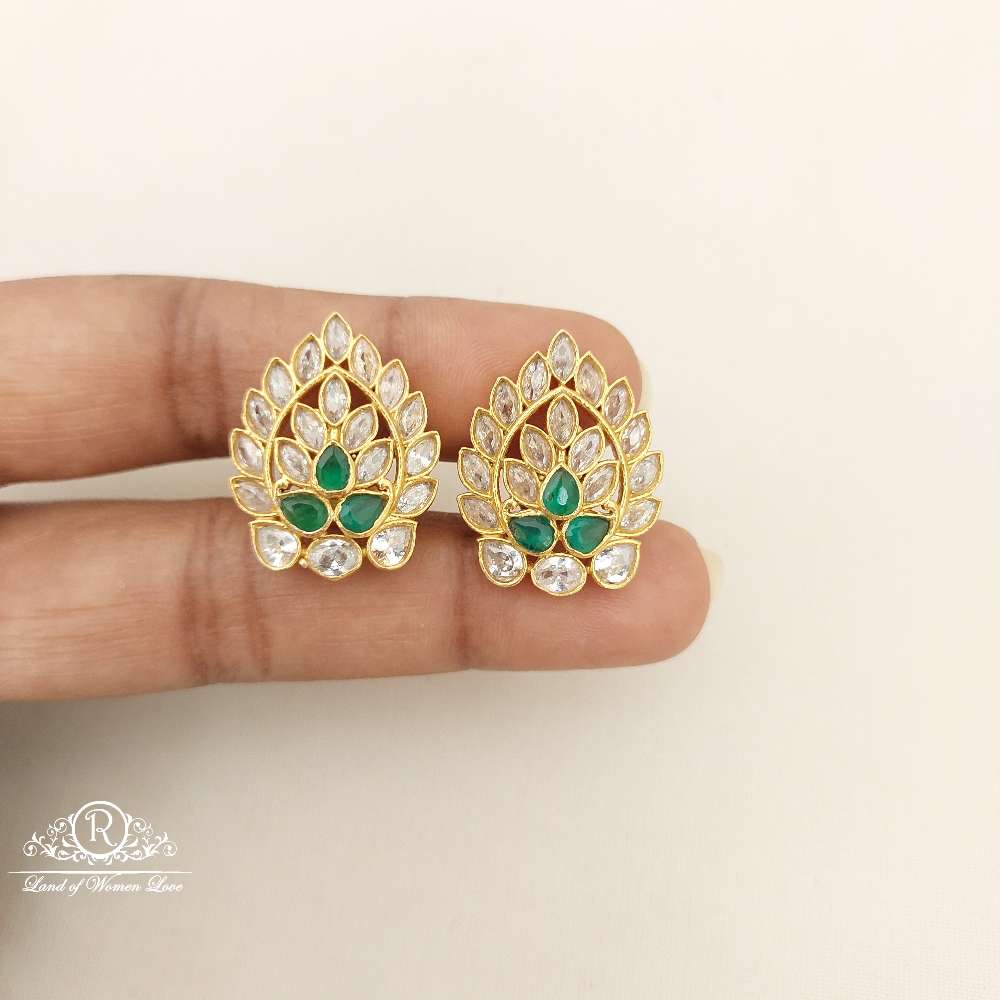 stud silver white stones earrings-a041 92.5 silver ramala jewelry / ramala collections