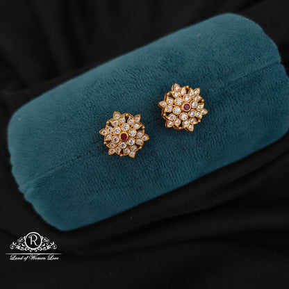 earrings 92.5 silver simple and cute earrings withflower design- rccp467 92.5 silver ramala jewelry / ramala collections