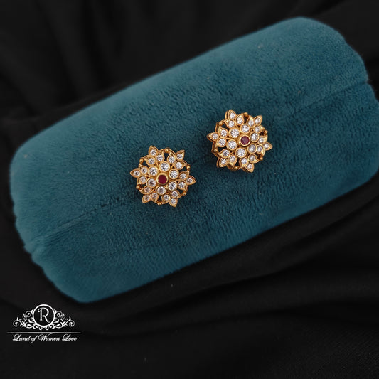 earrings 92.5 silver simple and cute earrings withflower design- rccp467 92.5 silver ramala jewelry / ramala collections
