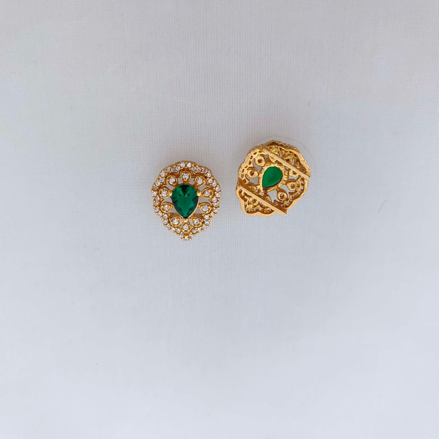 Silver CZ-stone side lockets -RCD375