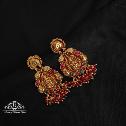 earrings 92.5 silver lakshmi devi design kundans earrings-rcjr811 ruby 92.5 silver ramala jewelry / ramala collections