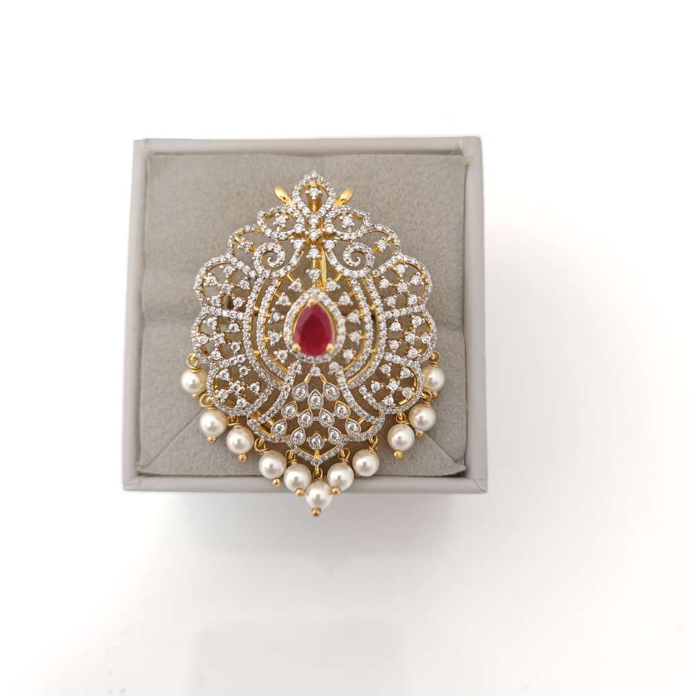 earrings silver base gold polish cz-stone pendant design-rct229 cz 92.5 silver ramala jewelry / ramala collections