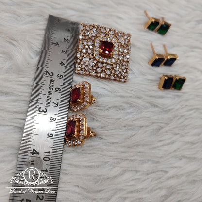 Silver changable locket with earrings - SA466SA418