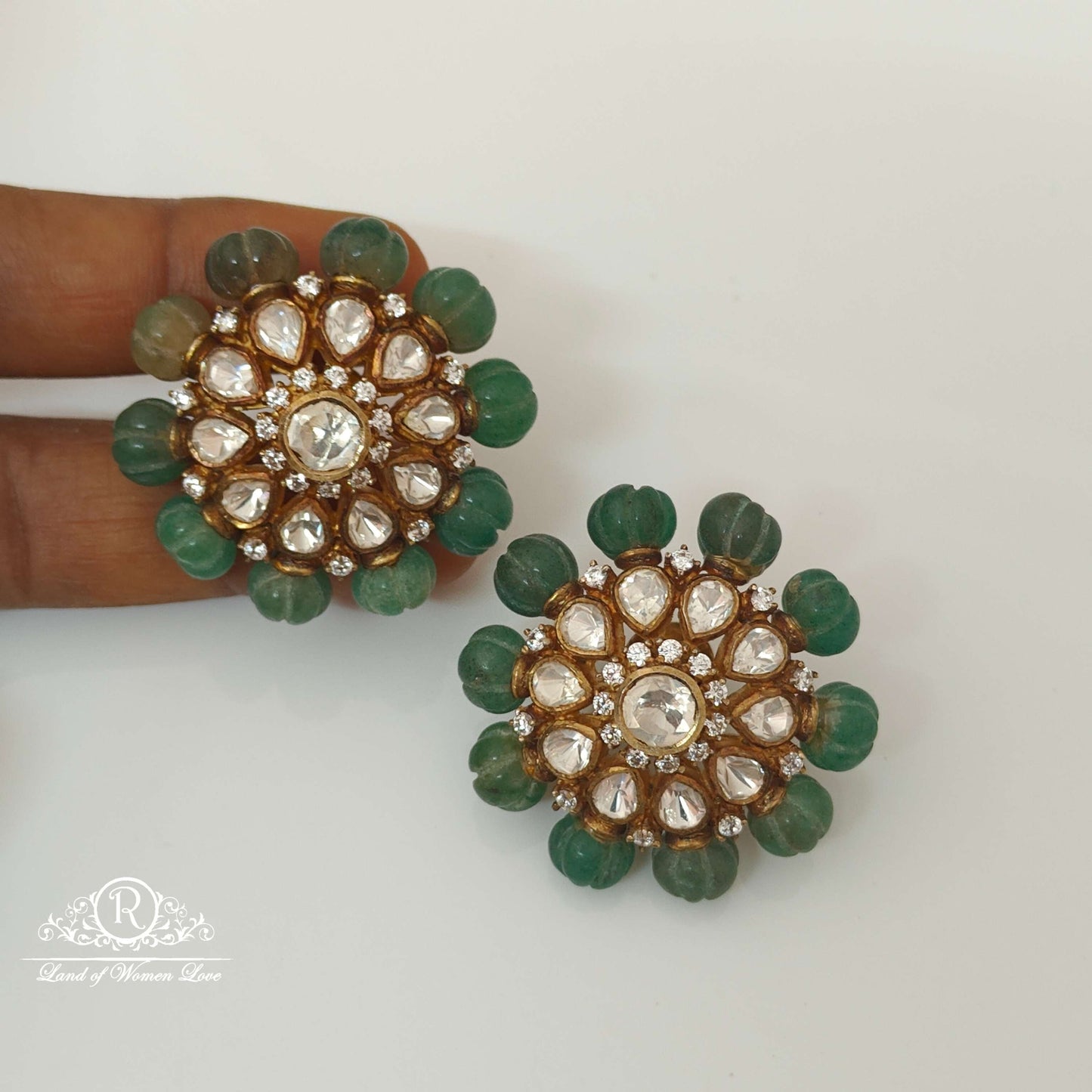 Silver Moissanite Pumpkin Design Stud Earrings-RCH575