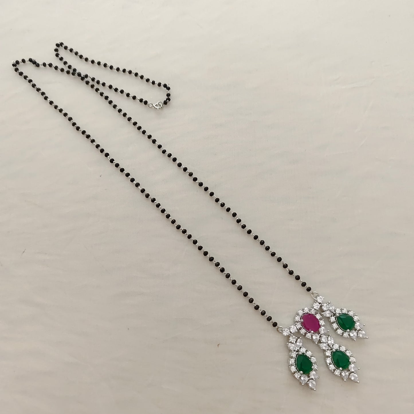 chain silver black beads chain with rodium polish -rct203 92.5 silver ramala jewelry / ramala collections