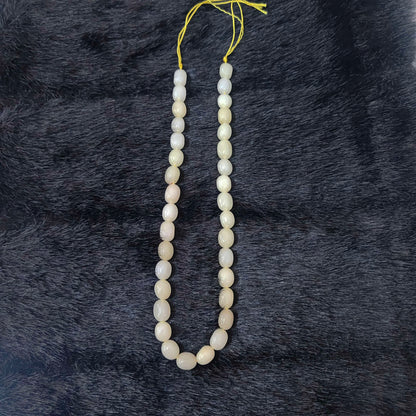 Milky white gemstone plain hand polished tumble beads-RCMJ05